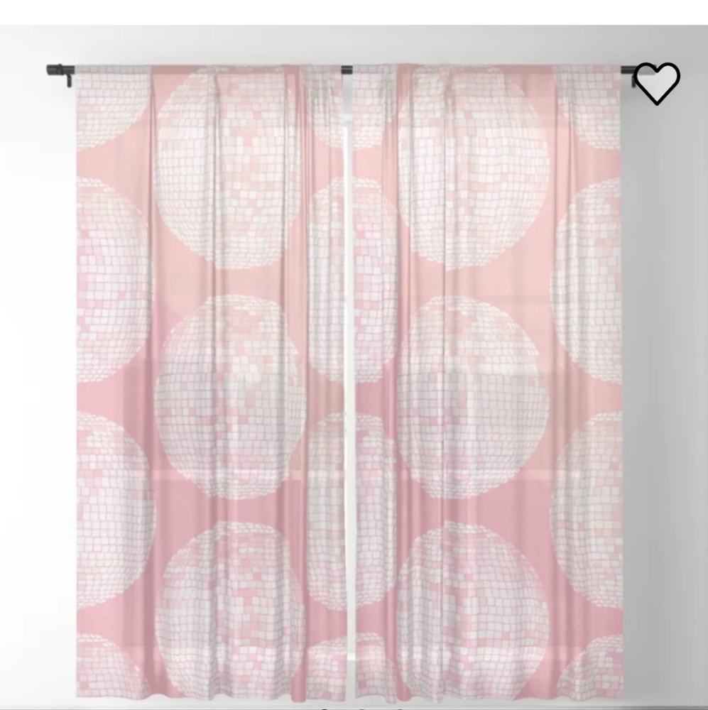 Pair of Disco Ball Sheer Curtain Panels
